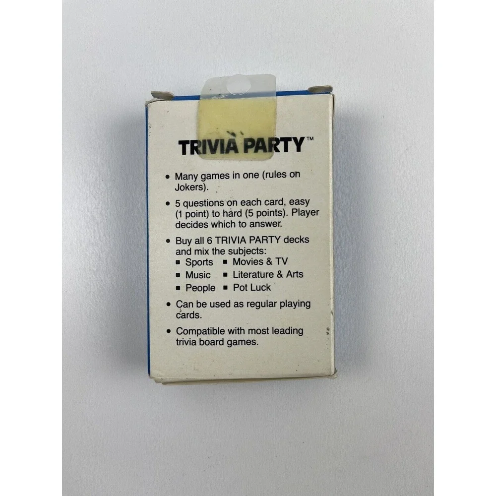 Vintage Deck of Trivia Party Playing Cards Pot Luck Theme Questions On Each Card
